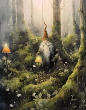 Gnomes are earth elemental fairies who live among tree roots in the forest